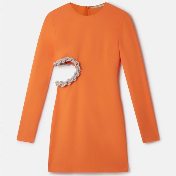 Stella McCartney Crystal Rope Cutout Long Sleeve Cady Minidress 10 NWT $2,500 - Picture 2 of 9